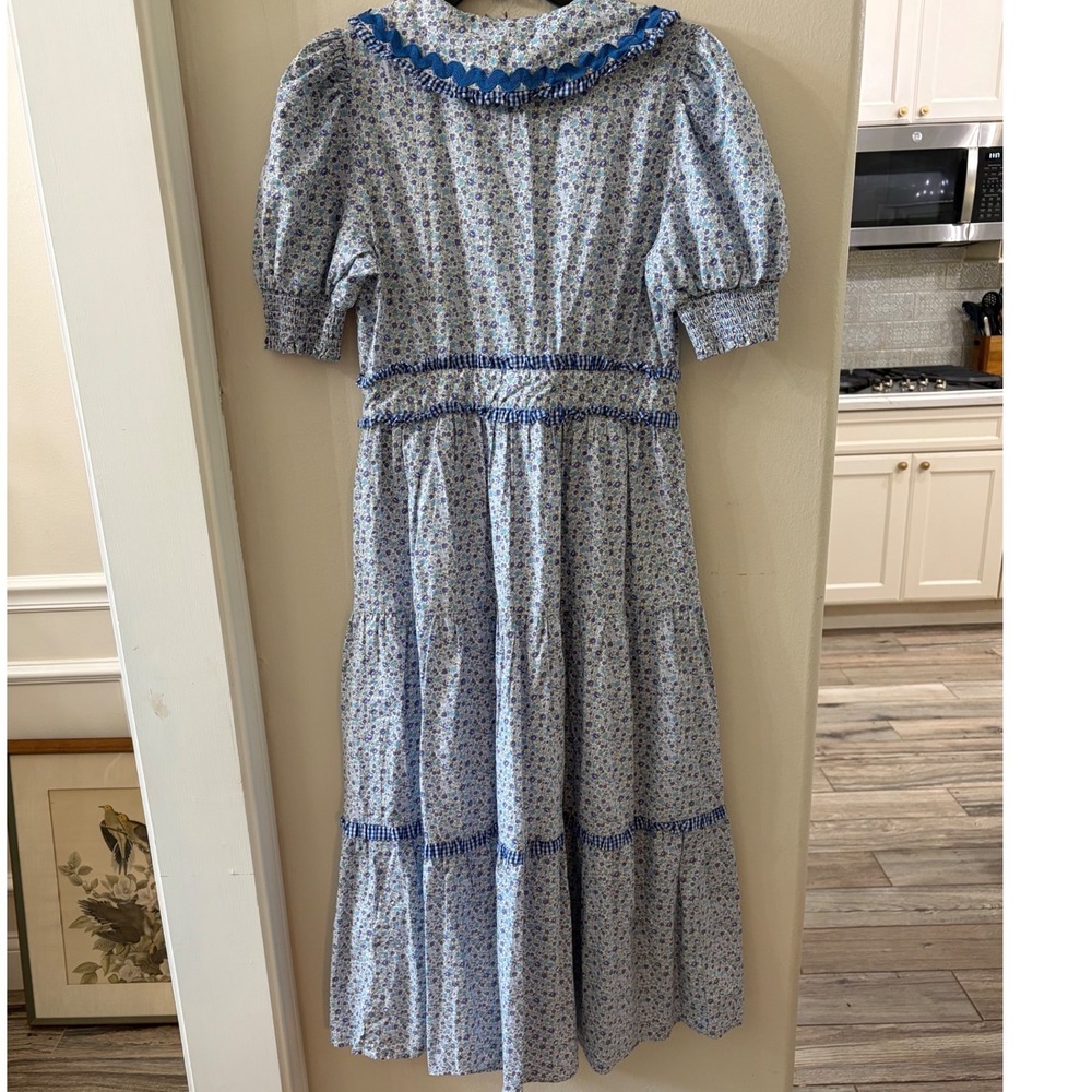 Hyacinth House Floral Midi Dress Blue Purple Cottagecore Boho Ric Rac Small - Picture 6 of 7